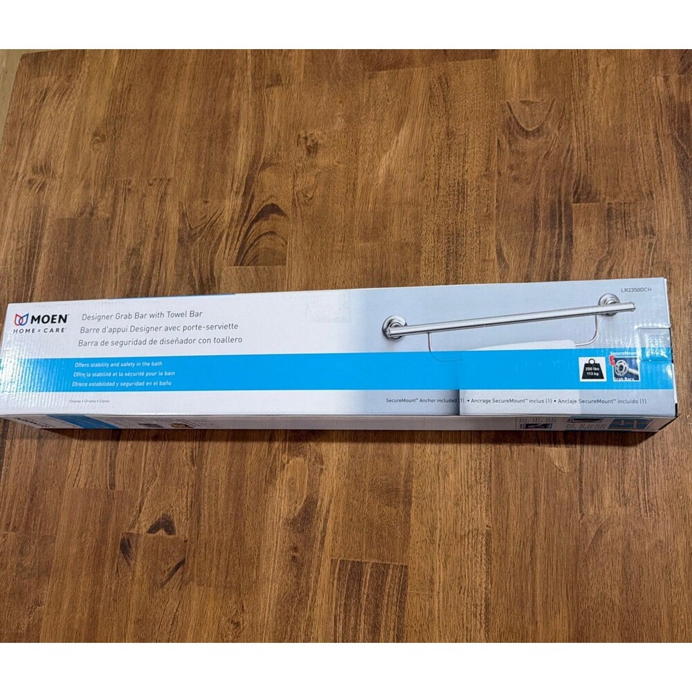 Moen LR2350DCH Safety 24" Grab Bar with Towel Bar in Chrome